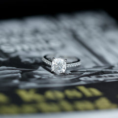3 CT Cushion Cut Moissanite Solitaire Engagement Ring