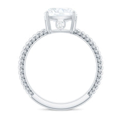 Cushion Cut Moissanite Solitaire Engagement Ring with Twisted Rope