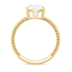 Cushion Cut Moissanite Solitaire Engagement Ring with Twisted Rope