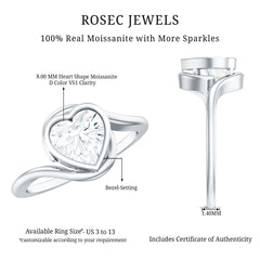 Heart Shape Moissanite Bypass Engagement Ring for Women