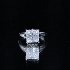 Certified 8 MM Moissanite Princess Cut Engagement Ring with Split Shank