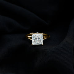 Certified 8 MM Moissanite Princess Cut Engagement Ring with Split Shank