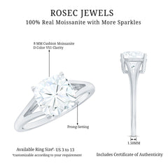 Cushion Cut Moissanite Engagement Ring With Split Shank