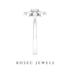 Round and Marquise Zircon Flower Ring