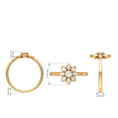 Round and Marquise Zircon Flower Ring