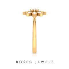 Round and Marquise Zircon Flower Ring