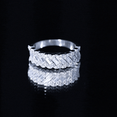 Baguette and Round Cut Zircon Braided Anniversary Ring