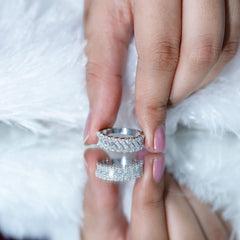Baguette and Round Cut Zircon Braided Anniversary Ring