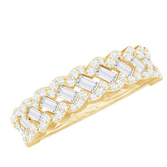 Baguette and Round Cut Zircon Braided Anniversary Ring