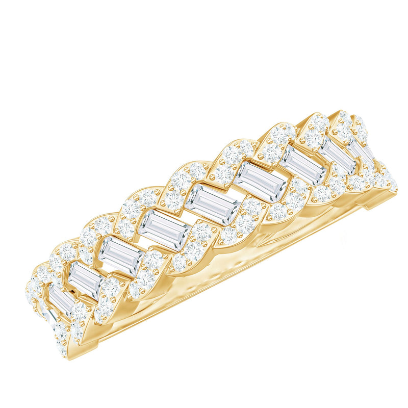 Baguette and Round Cut Zircon Braided Anniversary Ring