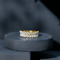 Baguette and Round Cut Zircon Braided Anniversary Ring