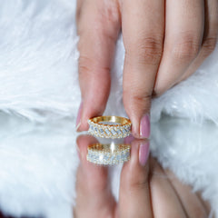 Baguette and Round Cut Zircon Braided Anniversary Ring