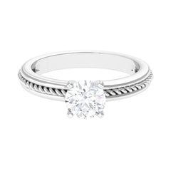 Cubic Zirconia Solitaire Twisted Rope Ring in Square Prong Setting