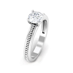 Cubic Zirconia Solitaire Twisted Rope Ring in Square Prong Setting