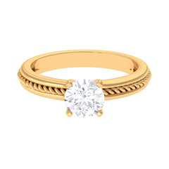 Cubic Zirconia Solitaire Twisted Rope Ring in Square Prong Setting