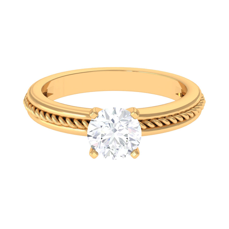 Cubic Zirconia Solitaire Twisted Rope Ring in Square Prong Setting