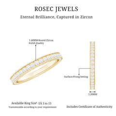 Elegant Simulated Diamond Minimalist Wedding Band Ring in Gold