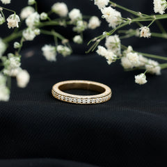Elegant Simulated Diamond Minimalist Wedding Band Ring in Gold