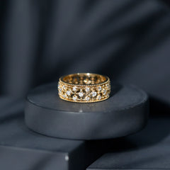Zircon Designer Cut Out Wedding Band Ring