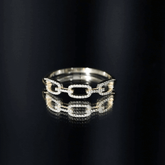 Minimal Cubic Zirconia Chain Link Ring