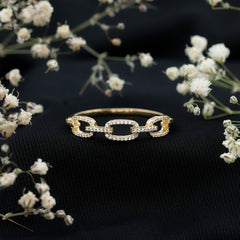Minimal Cubic Zirconia Chain Link Ring