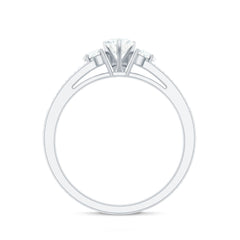 Heart Shape Zircon Anniversary Ring with Side Stones