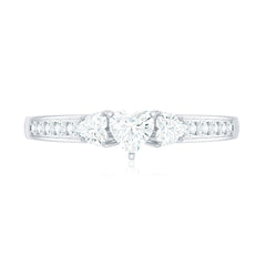 Heart Shape Zircon Anniversary Ring with Side Stones