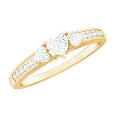 Heart Shape Zircon Anniversary Ring with Side Stones