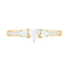 Heart Shape Zircon Anniversary Ring with Side Stones