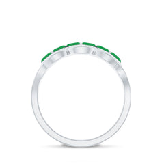 Natural Marquise Emerald Half Eternity Anniversary Ring with Diamond