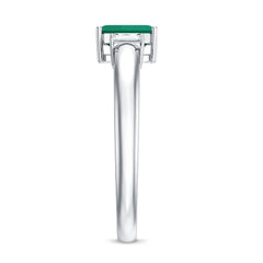 Emerald Cut Emerald and Diamond 3 Stone Promise Ring for Her