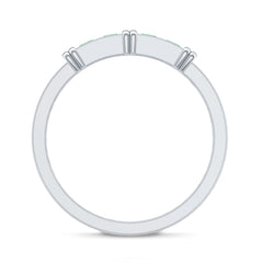 Princess Cut Real Emerald Band Ring in Channel Setting
