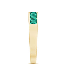 Princess Cut Created Emerald Half Eternity Band Ring in Channel Setting