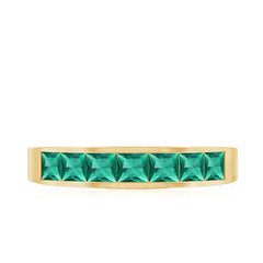 Princess Cut Created Emerald Half Eternity Band Ring in Channel Setting