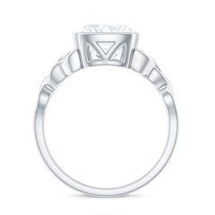 Cushion Cut Moissanite Solitaire Celtic Knot Ring in Bezel Setting