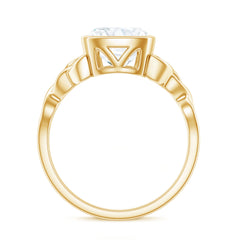 Cushion Cut Moissanite Solitaire Celtic Knot Ring in Bezel Setting