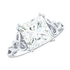 Moissanite Princess Cut Engagement Ring With Celtic Knot Design