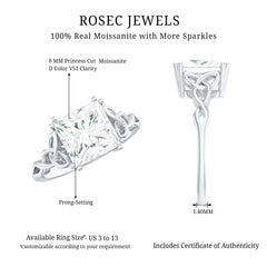 Moissanite Princess Cut Engagement Ring With Celtic Knot Design