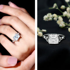 Moissanite Princess Cut Engagement Ring With Celtic Knot Design