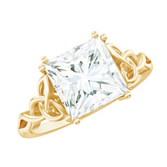 Moissanite Princess Cut Engagement Ring With Celtic Knot Design