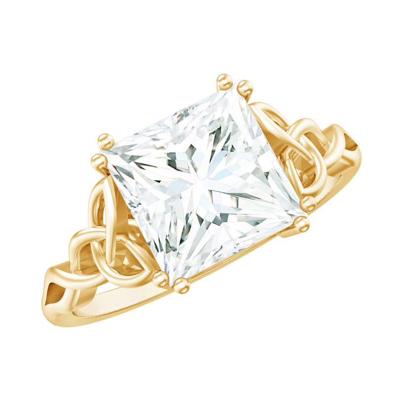 Moissanite Princess Cut Engagement Ring With Celtic Knot Design