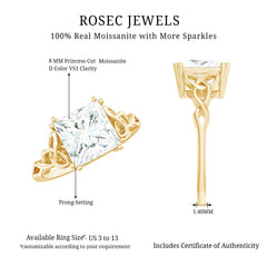 Moissanite Princess Cut Engagement Ring With Celtic Knot Design