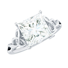Princess Cut Moissanite Celtic Knot Engagement Ring for Women