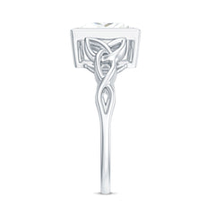 Princess Cut Moissanite Celtic Engagement Ring in Bezel Setting