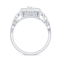 Princess Cut Moissanite Celtic Engagement Ring in Bezel Setting