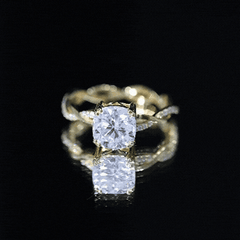 Cushion Cut Solitaire Moissanite Braided Engagement Ring