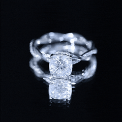8 MM Moissanite Cushion Cut Hidden Halo Engagement Rings