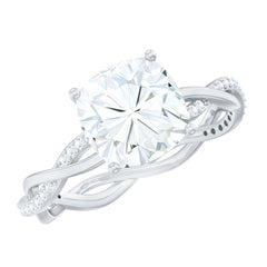 8 MM Moissanite Cushion Cut Hidden Halo Engagement Rings
