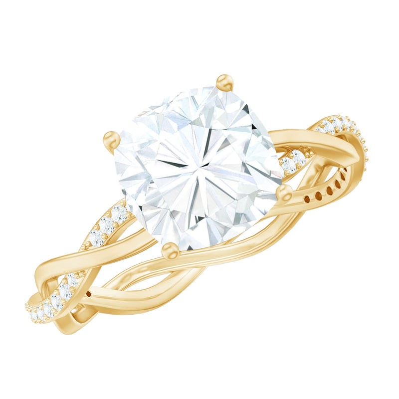 8 MM Moissanite Cushion Cut Hidden Halo Engagement Rings