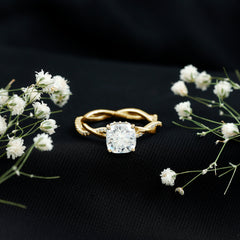8 MM Moissanite Cushion Cut Hidden Halo Engagement Rings